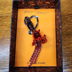 Betsey Johnson Halloween Red Devil Ghost Jeweled Bag Charm/Keychain